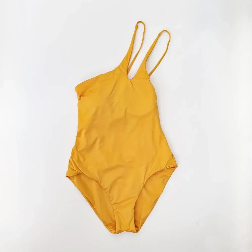 [Becca by Rebecca Virtue] Marigold Asymmetrical Tie Back Swimsuit NWT Sz Large L